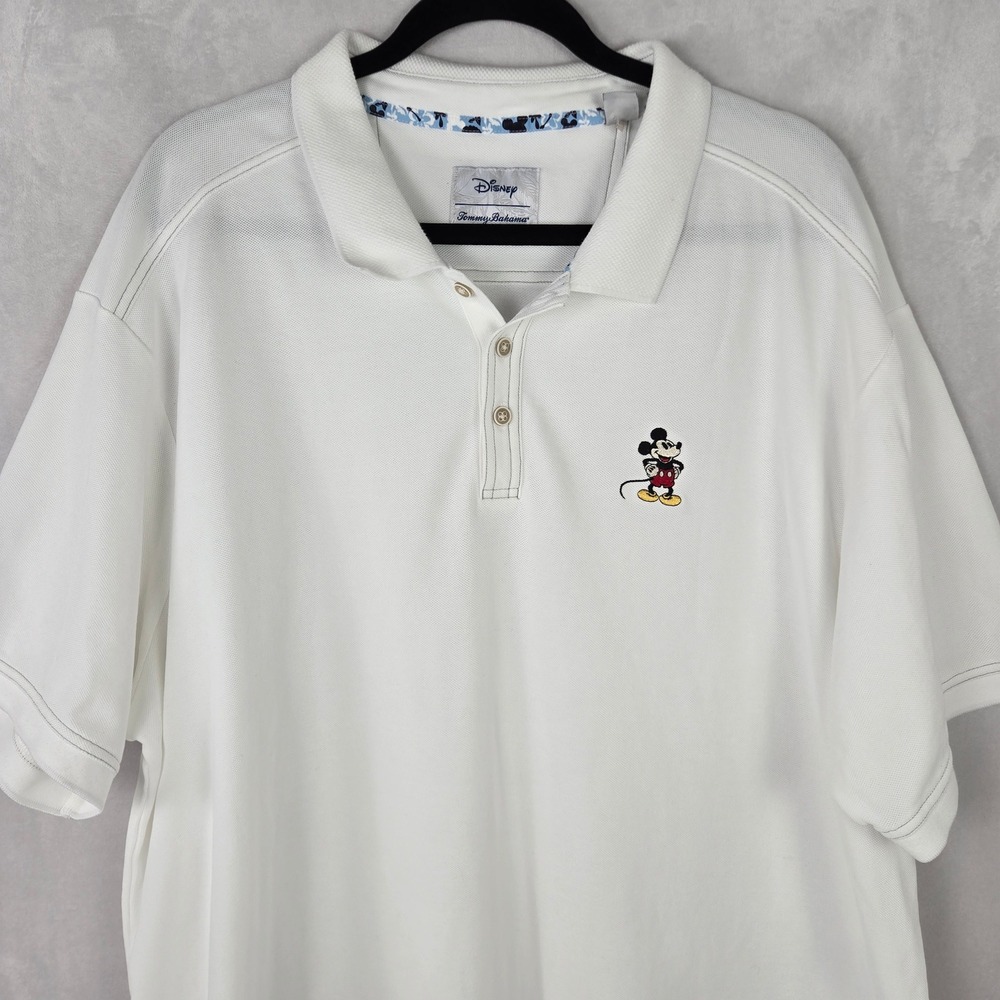 Disney x Tommy Bahama Men 2XL Big Tall White Mickey Mouse Embroidered Polo Shirt